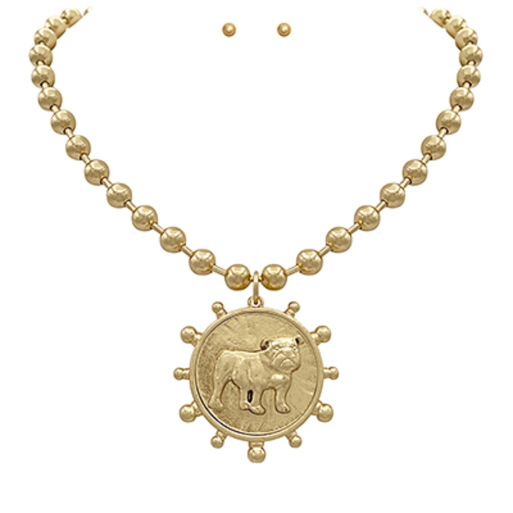 Bulldog Coin Necklace Set